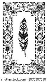 Boho style graphic elements. Beautiful hand drawn illustration. Trible nature pattern for your design.