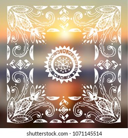 Boho style graphic elements. Beautiful hand drawn illustration. Trible nature pattern for your design.