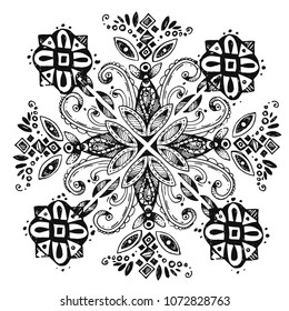 Boho style graphic elements. Beautiful hand drawn illustration. Trible nature pattern for your design.
