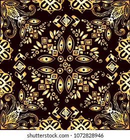 Boho style graphic elements. Beautiful hand drawn seamless pattern. Trible nature pattern for your design.