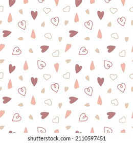 Boho style hearts simple vector illustration in trendy pastel colors, symbol of love, St Valentine day collection for making cards, banners, modern posters