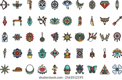 Boho style icons High-Quality Vector Icons Collection with Editable Stroke. Ideal for Professional and Creative Projects.