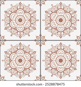 Boho style Indian tiles seamless vector pattern with mandalas, flowers and decorative swirls
Non-AI generated