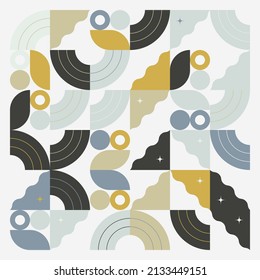 Boho Style inspired vector pattern made with abstract eclectic geometric shapes and elements. Bohemian design graphics for poster, cover, art, presentation, prints, fabric, wallpaper and etc.
