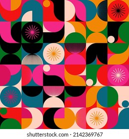 Boho Style inspired vector pattern made with abstract eclectic geometric shapes and elements. Bohemian design graphics for poster, cover, art, presentation, prints, fabric, wallpaper and etc.