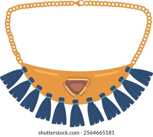 Boho style jewelry necklace vector illustration