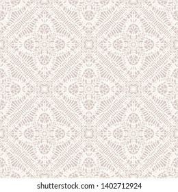 Boho style lace seamless pattern, folk vector background