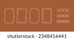 Boho style linear frame collection. Bohemian decorative geometric border and element set for badge, logo, card, poster, banner, post, design template. Terracotta patterns pack. Vector