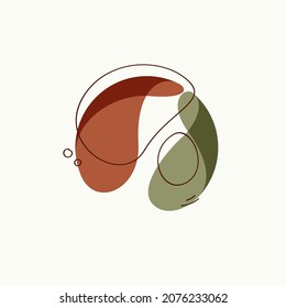Boho style logo. Abstract overlapping natural colored shapes, lines, and dots. Hand-drawn icon for beauty identity, fashion studio, natural branding, and luxury concept.