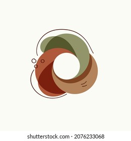Boho style logo. Abstract overlapping natural colored shapes, lines, and dots. Hand-drawn icon for beauty identity, fashion studio, natural branding, and luxury concept.