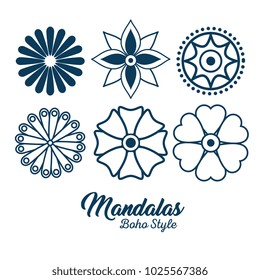 boho style mandala set icons