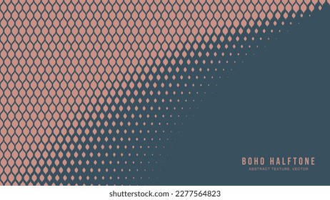 Boho Style Modern Halftone Gradient Vector Smooth Border Abstract Background. Contemporary Half Tone Gypsy Scale Pattern Trendy Aesthetic Abstraction. Stylish Minimalist Wide Wallpaper. Subtle Texture