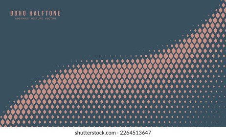 Boho Style Modern Halftone Vector Curved Dynamic Smooth Border Aesthetic Abstract Background. Contemporary Half Tone Gypsy Scale Pattern Trendy Texture. Stylish Minimalist Wallpaper. Ease Abstraction