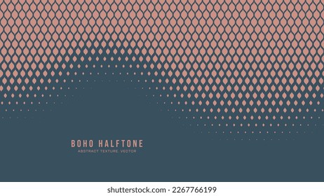 Boho Style Modern Halftone Vector Twisted Dynamic Smooth Border Aesthetic Abstract Background. Contemporary Half Tone Gypsy Scale Pattern Trendy Texture. Cool Minimalist Wallpaper. Dynamic Abstraction