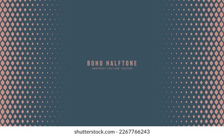 Boho Style Modern Halftone Vector Vertical Border Aesthetic Abstract Background. Half Tone Gypsy Scale Pattern Trendy Fashionable Texture. Stylish Minimalist Wide Fancy Wallpaper. Graceful Abstraction