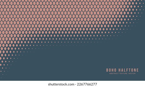 Boho Style Modern Halftone Vector Curved Dynamic Smooth Border Aesthetic Abstract Background. Contemporary Half Tone Gypsy Scale Pattern Trendy Texture. Chic Minimalist Wallpaper. Dynamic Abstraction