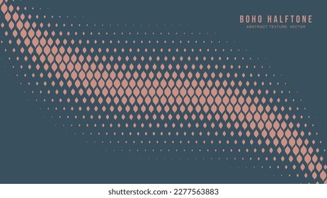 Boho Style Modern Halftone Vector Smooth Curve Border Aesthetic Abstract Background. Contemporary Half Tone Gypsy Scale Pattern Trendy Subtle Texture. Cool Minimalist Wallpaper. Fine Ease Abstraction