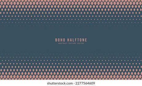 Boho Style Modern Halftone Vector Horizontal Border Fancy Abstract Background. Half Tone Gypsy Scale Pattern Trendy Fashionable Texture. Stylish Minimalist Wide Wallpaper. Graceful Stylish Abstraction