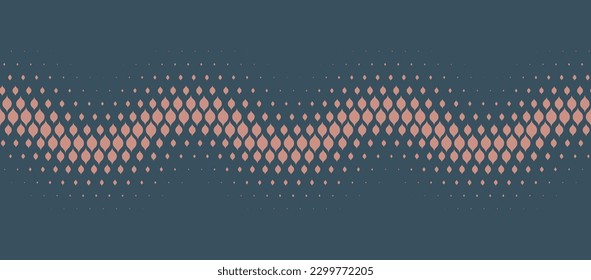 Boho Style Modern Halftone Vector Wavy Line Seamless Border Abstract Background. Half Tone Gypsy Scale Repetitive Pattern Trendy Aesthetic Abstraction. Minimalist Wide Wallpaper Endless Subtle Texture