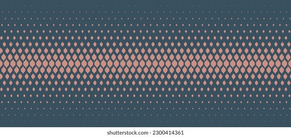Boho Style Modern Halftone Vector Seamless Straight Border Abstract Background. Half Tone Gypsy Scale Repetitive Pattern Trendy Aesthetic Abstraction. Minimalist Wide Wallpaper Endless Subtle Texture