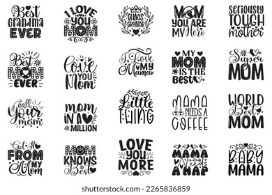 Boho Style Mom Quotes T-shirt And SVG Design Bundle, Vector File. Mom Mama Mummy SVG Quotes T shirt Design Bundle, Vector EPS Editable Files, Can You Download This File