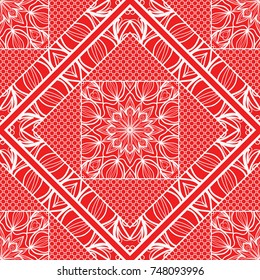Boho style ornamental seamless pattern. Decorative line, lace background.