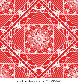 Boho style ornamental seamless pattern. Decorative line, lace background.