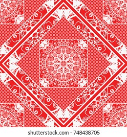Boho style ornamental seamless pattern. Decorative line, lace background.