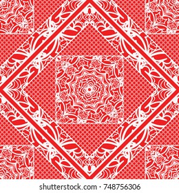 Boho style ornamental seamless pattern. Decorative line, lace background.