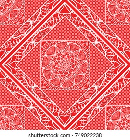 Boho style ornamental seamless pattern. Decorative line, lace background.