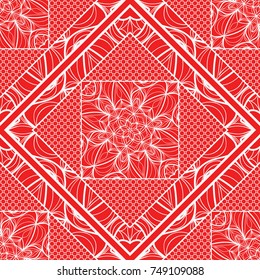 Boho style ornamental seamless pattern. Decorative line, lace background.