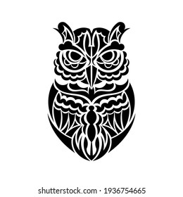 Boho style owl. Good for a tattoo. Vector 