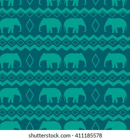 Boho style pattern, elephant pattern, tribal background seamless
