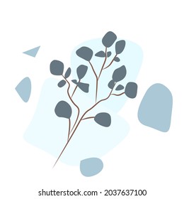 Boho style plant with abstract background. Design elements for book cover, page template, print, card, brochure, magazine, poster. Vector