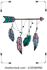 boho style poster, banner, invitation or greeting card template.