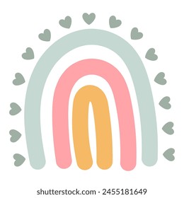 Boho style rainbow isolated on white background