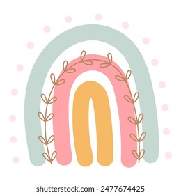 Arco iris estilo boho aislado sobre fondo blanco