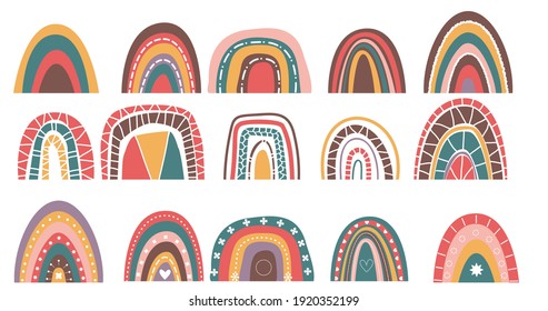 Boho style raindow set vector illustration