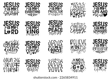 Boho Style Religious Biblical Christian Jesus Quotes T-shirt And SVG Design Bundle. Motivational Inspirational SVG Quotes T shirt Design Bundle, Vector EPS Editable Files svg