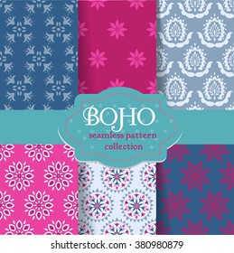 Boho style seamless collection for your design. Vector illustration