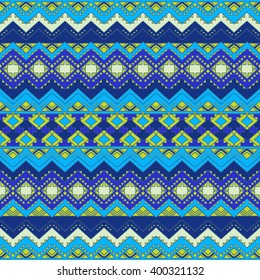 Boho style seamless pattern with aztec ornament. Tribal aztec print template for fabric, wrapping, post cards, bags, etc. Aztec abstract wallpaper.