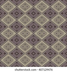 Boho style seamless pattern with aztec ornament. Vector abstract wallpaper with folk motives. Ethnic stylized background. 