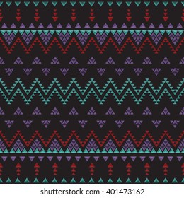 Boho style seamless pattern with ethnic aztec ornament. Folklore stylized abstract print template for t-shirts, phone covers, wrapping, post cards, bags, etc.