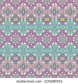 Boho style seamless pattern with hand drawn ethnic motif elements. Aztec stylized ornament.