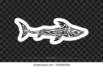 Impresión de tiburón estilo Boho. Ilustración del vector