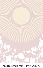 Boho style sun plants vase poster colorful