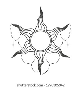 Boho style sun symbol. Decorative vector illustration