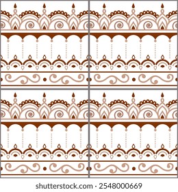 Boho estilo azulejos vetor padrão sem emenda inspirado pela tatuagem Mehndi arte da Índia. Gerado por não IA
