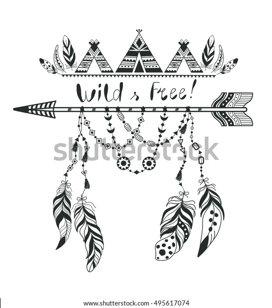 Style Boho Pour T Shirt Et Decoration Image Vectorielle De Stock Libre De Droits