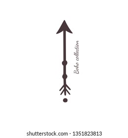 Boho style vector Arrow for tattoo, icon, flyers,cards .  Bohemian tribal  Decor element for design